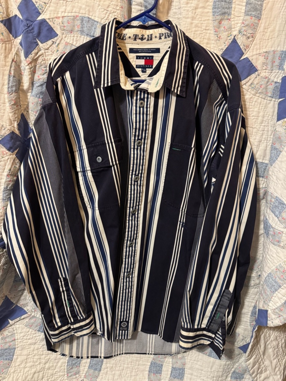 Tommy Hilfiger Navy & White Striped Casual Shirt